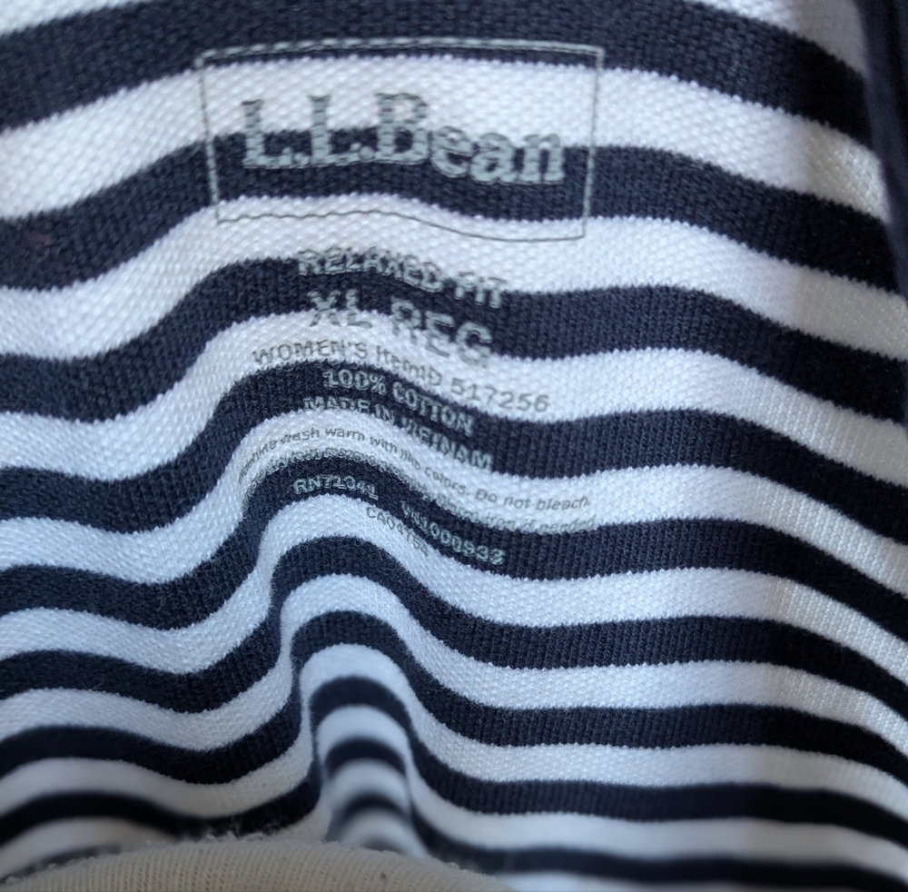 L L Bean Set of Pink And Navy & White Striped Cotton Relaxed Fit Polo Shirts - Picture 15 of 16